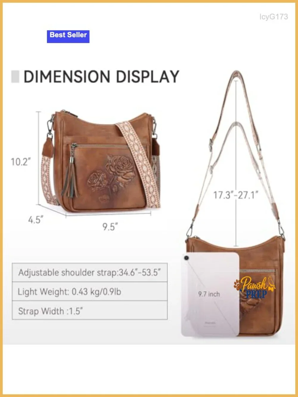 Vegan Leather Embossed Floral Hobo Crossbody Bag Lightweight Travel Purse